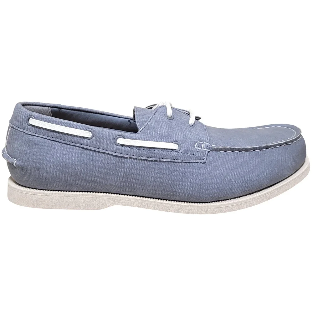 Club Room Men 2-Eye Casual Boat Shoe Elliot Size US 8M Light Blue Faux Leather